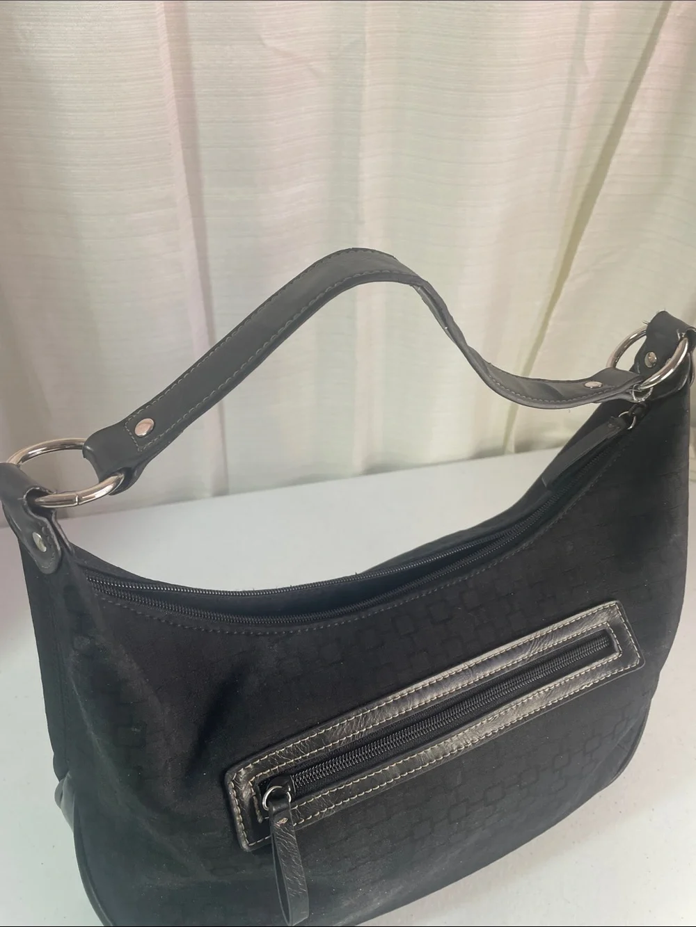 Nine West Black Hobo Shoulder Bag with Front Zip